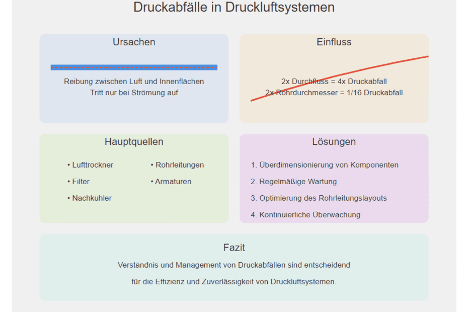 Druckabfälle in Druckluftsystemen