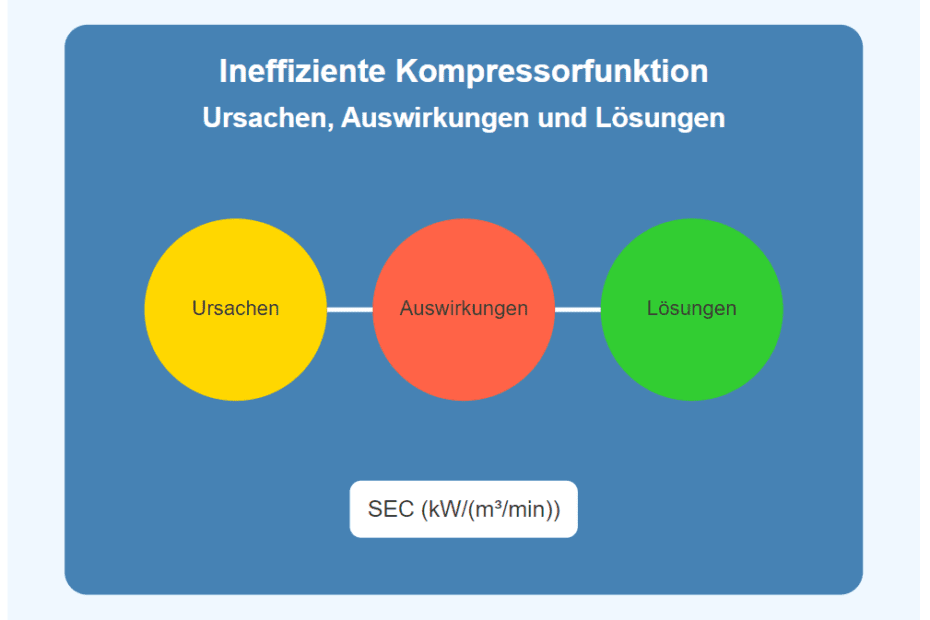 Ineffiziente Kompressorfunktion in Druckluftsystemen